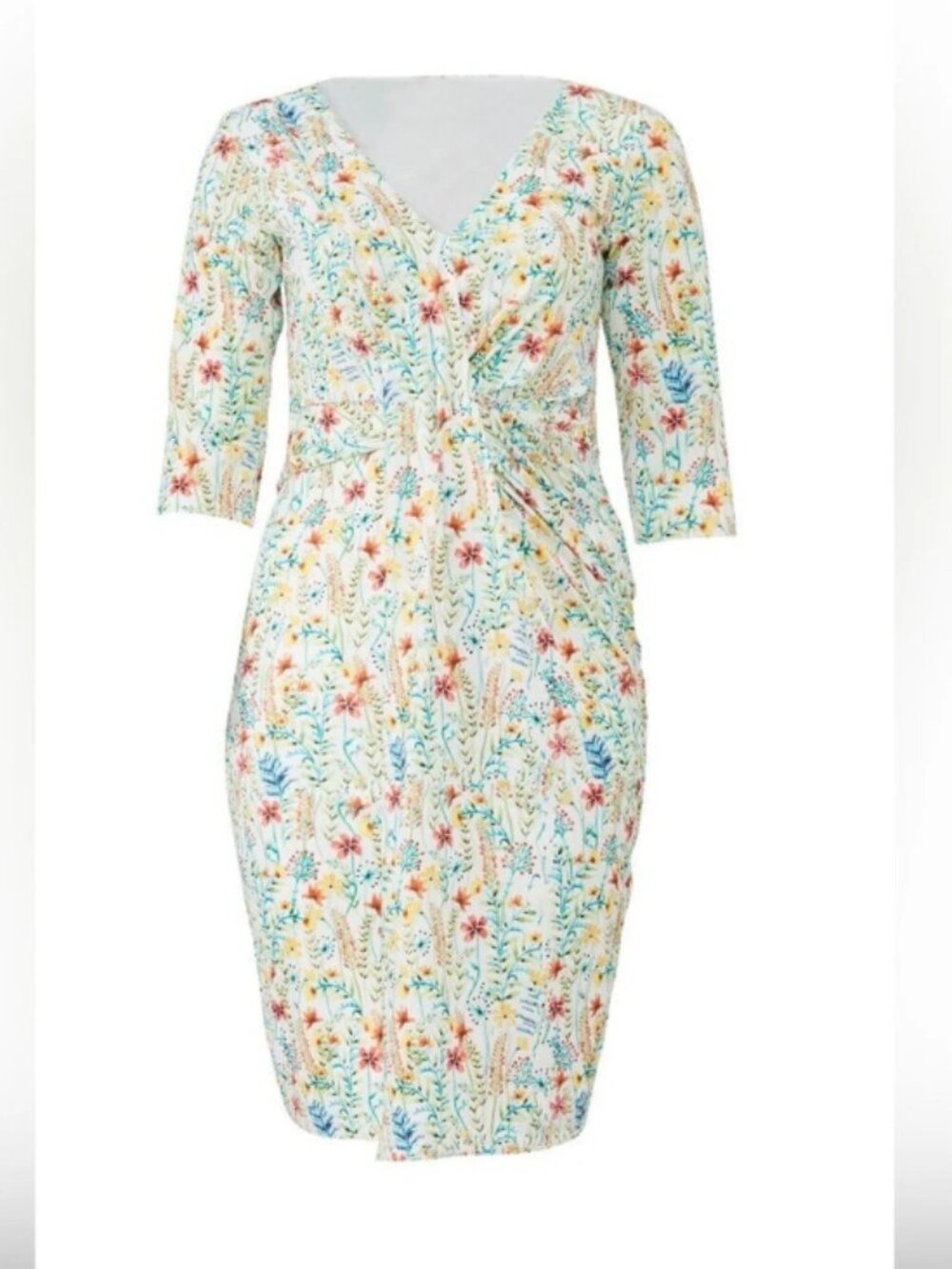 Jason Wu X Eloquii White Floral Wrap-Style Midi Dress w/ Multicolor Blooms sz 14 - Picture 10 of 10